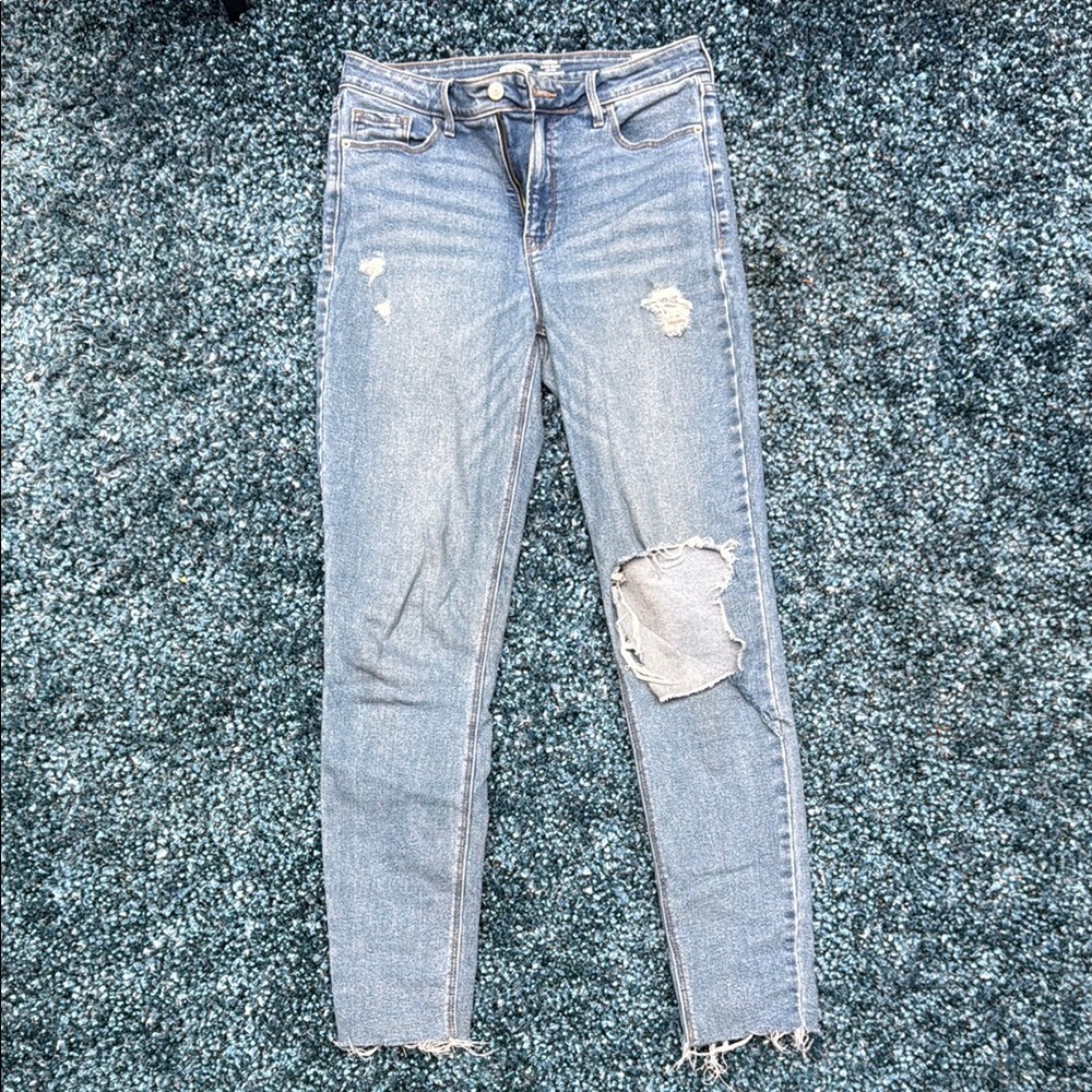 Old Navy Blue Skinny Jeans Distressed, size 8 Tall